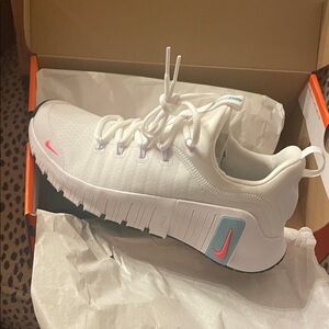 Nike womens White Sneakers with Pink and Blue Accents